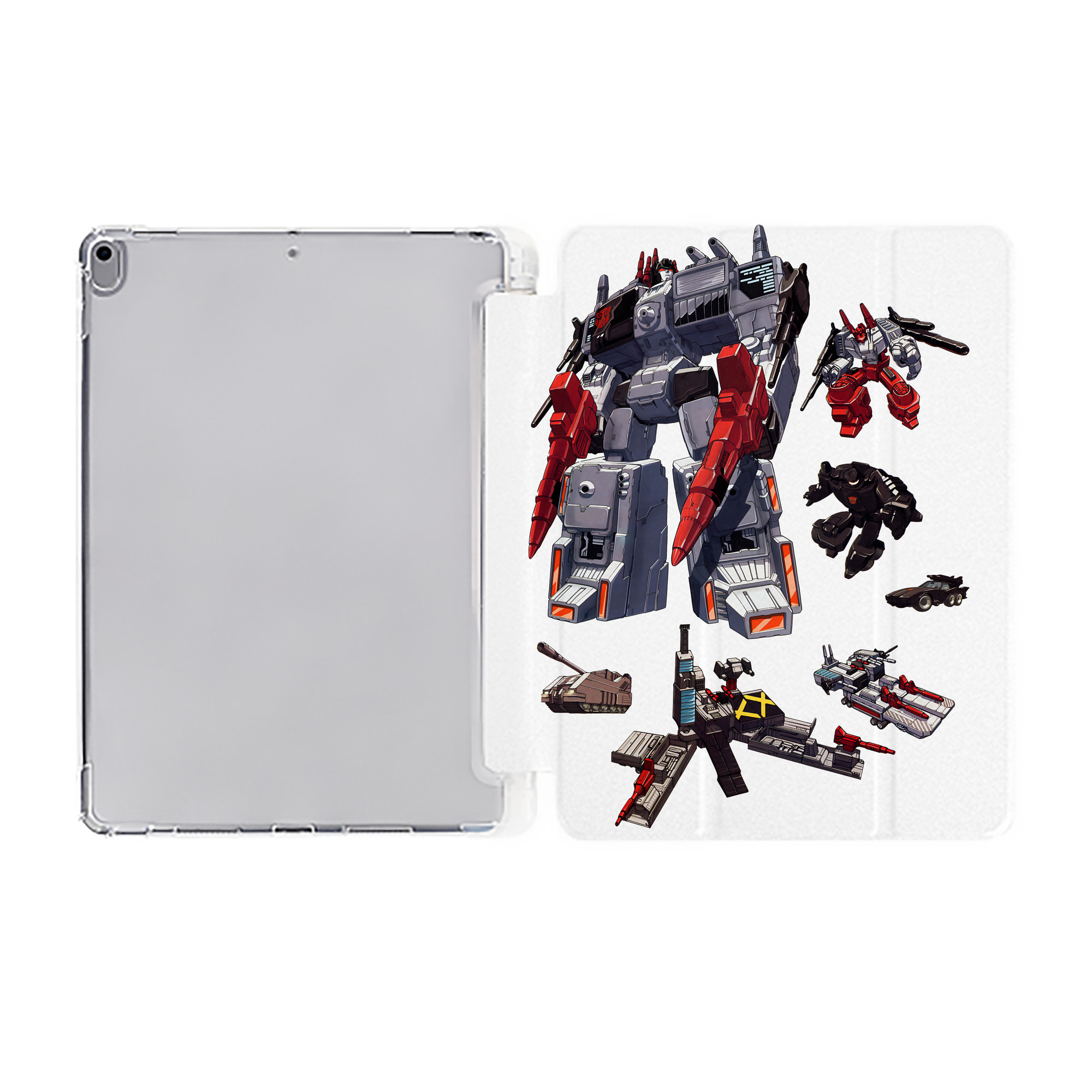 （画像用） Transformers トランスフォーマー IPad ケース ペン収納付き 三つ折りスタンド PUレザー×シリコン 対応機種9.5/10.5/10.9インチ